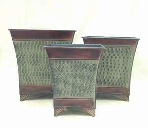 Macetero clásico de Metal para jardín, decoración de jardín moderna, color gris claro y marrón, con cuentas únicas, venta al por mayor - Product Image 1