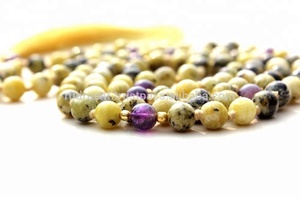 Comprar Piedra preciosa natural de alta calidad espiritual 6 mm serpentina 108 cuentas Rosario borla Yoga Mala Unisex fiesta étnica amatista - Product Image 4