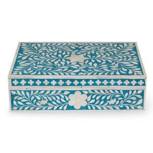 Boîte à bijoux style indien, incrustation d'os, bibelot - Product Image 1