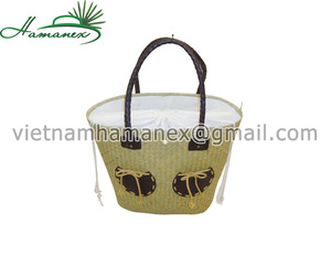 Fashionable Summer Women's Tote <b>Bag</b> Natural Seagrass <b>Straw</b> Design Vietnam Origin Custom Logo Vietnam Hamanex - Product Image 3