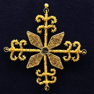 ลูกปัดแก้วเกล็ดหิมะสีเหลืองพร้อมไข่มุกคริสตัลสำหรับประดับลูกบอลคริสต์มาสและต้นไม้ - Product Image 1