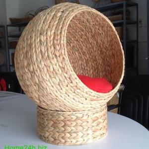 Lit en osier naturel à deux niveaux pour chats ou chiens, motif animal en bois, conception de couchage et de grotte - Product Image 2