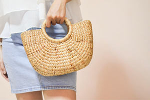 Bolso de paja personalizado al por mayor barato jacinto de agua bolso de playa hecho a mano bolso de paja tejido - Product Image 6