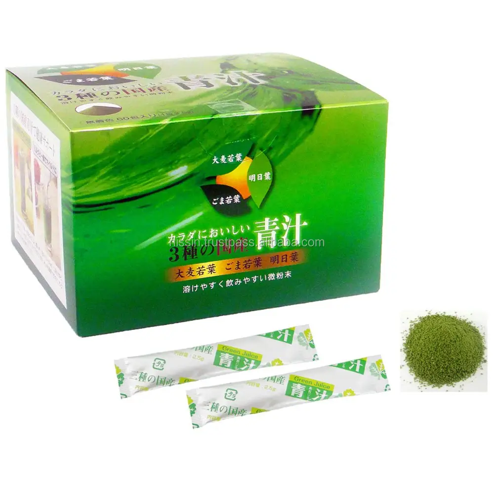 Jugo de dieta verde y vegetal, producto de soporte para la salud, hecho en Japón