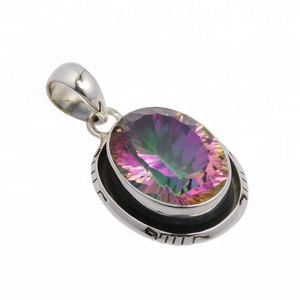 Compre en línea Venta al por mayor 925 Plata esterlina Cuarzo místico Piedra preciosa Colgante Sólido Hecho a mano Joyería fina Colgantes y dijes - Product Image 1