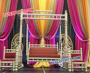 ชิงช้าโลหะสีขาวสำหรับงานแต่งงานมีสไตล์สีเงิน jhoola ของตกแต่งงานแต่งงานของตกแต่งที่นั่งบนเวที Sangeet ที่ได้รับความนิยมของตกแต่งจากสหรัฐอเมริกา - Product Image 3