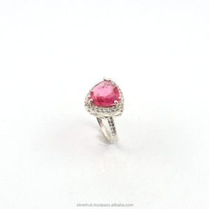 คลาสสิก925เงินสเตอร์ลิงสีแดงโกเมนเครื่องประดับที่ทำด้วยมือแหวน - Product Image 1