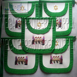 Tablier maçonnique personnalisable AASR à 15 degrés, en cuir brodé, avec des broderies complexes en point de croix, régalia maçonnique - Product Image 1