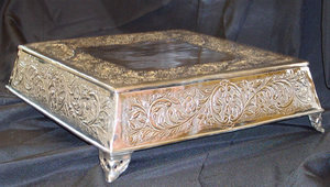 Handmade Eco-Friendly <b>White</b> Metal Wedding <b>Cake</b> <b>Stand</b> with Hanging Crystals for Home Kitchen Use - Product Image 4