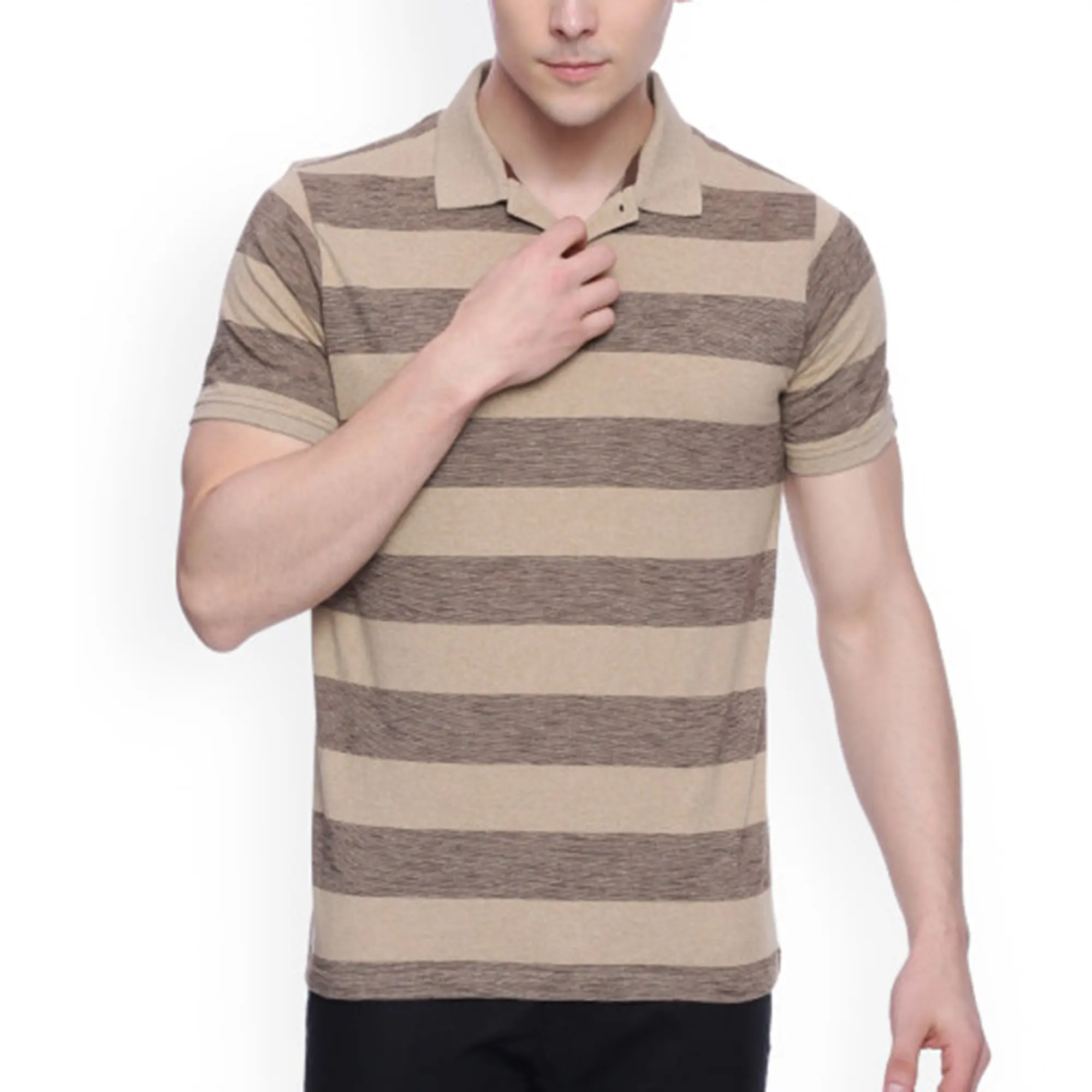 New gorgeous skinny fit men short sleeve stripes polo shirt yarn dyed essential polo shirt with custom brand logo