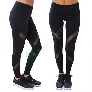 Nova Chegada Senhoras Cintura Elástica Cor Calças Bloco Malha Inserir Leggings Mulheres Leggings Casuais Fitness Inverno Jeggings