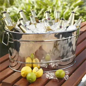 Everlasting Loved Stainless Steel Metal Ice Tub with hammered texture For Storage Beer Food Canes Wine Glasses For Parties