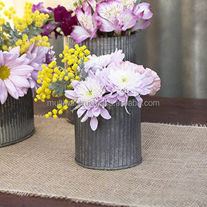 Vase en étain rustique, côtés ondulés, vase en métal galvanisé pour la décoration de la maison - Product Image 3