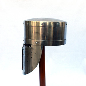 หมวกกันน็อคอัศวินยุคกลางสงครามโบราณแบบแบนสำหรับ SAIWH926คริสมาสต์ฮาโลวีนสำเร็จการศึกษาสำเร็จการศึกษาทำจากโลหะ - Product Image 3