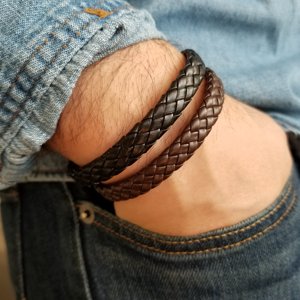 <b>Mens</b> Leather Bracelet, <b>Mens</b> Bracelet, Leather Bracelet Handmade Happiness - Product Image 1