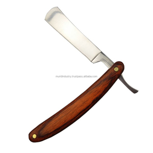Rasoir traditionnel droit avec manche en bois et plastique, lame en acier inoxydable, lame simple - Product Image 1