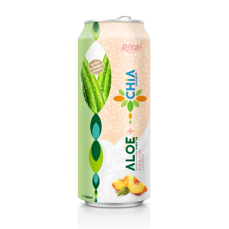 Private Brand 500ml Peach Flavour Aloe Vera With Chia Seed Drink