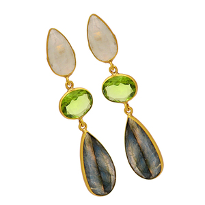 Pendientes De tuerca De diseño De peridoto De piedra lunar De plata De Ley 925, joyería chapada en oro hecha a mano para regalo De aniversario De boda Casa De - Product Image 1