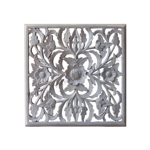 Panel montado en pared cuadrado tallado a mano MDF antiguo gris hecho a mano exportador indio para comprador mayorista a granel a precio competitivo - Product Image 1