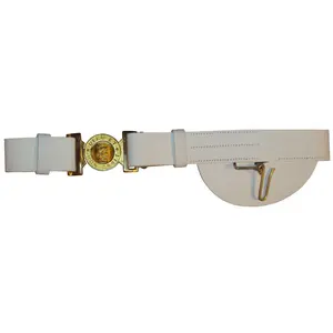 White leather belt for marching band PVC belts with buckle for flute band Real Leather Belts OEM Customized Logo Hide Accept