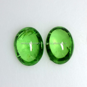 พลอยโกเมนทำจากผ้าแพรต่วนธรรมชาติสีเขียว,พลอยทรงหลวมรูปไข่พลอยสำหรับทำเครื่องประดับ - Product Image 4