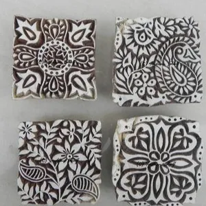 Wooden indian handcarved decorative textiles crafted block printing stamp fabric block