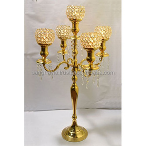 Candelabros de cristal de plata de 5 brazos para bodas - Product Image 2