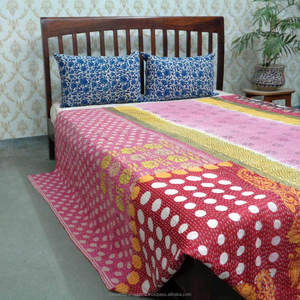 Indian Manufacturer's Handmade Bengali Vintage Queen Kantha Luxury Embroidered Bedsheets Set Organic Cotton Hotel Home - Product Image 3