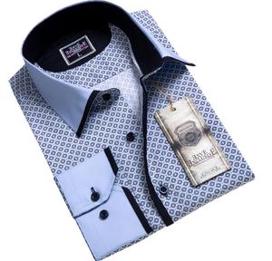 <b>White</b> Geometric <b>Men</b> <b>Shirt</b> - Product Image 1