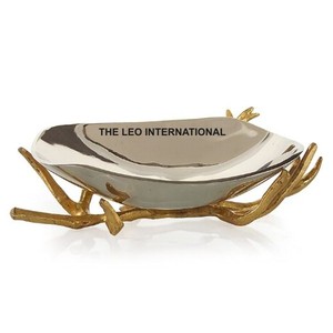 Bol en aluminium de qualité alimentaire, forme unique, finition brillante, plaqué or, aspect bois de cerf, accessoires de cuisine modernes pour la maison - Product Image 1