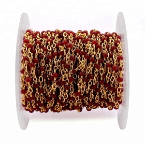 Un Pied Rubis Plaqué Or Fil Enroulé Lien Chapelet - Product Image 1
