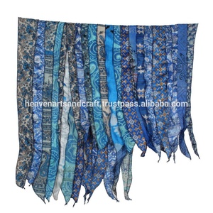 Supplier Wholesale Lot <b>Vintage</b> Handmade Reversible Silk Sari <b>Scarves</b> Indian Sari Patches Reversible <b>Scarf</b> Colorful Striped <b>Scarf</b> - Product Image 3