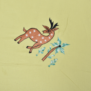 Sábana de algodón verde claro de ciervo hecha a mano, Sábana de decoración de dormitorio para niños indios - Product Image 3