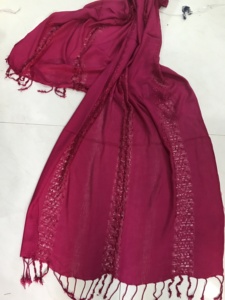 <b>Ethnic</b> Style Muslim Ladies <b>Shawls</b> Hijabs Viscose Canvas Summer Season Solid Pattern Embroidered Custom Logo Woven Weave - Product Image 4