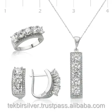 Ensemble de boucles d'oreilles et pendentif en Zircon, argent 925, vente en gros, livraison gratuite