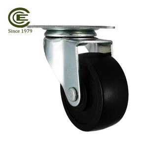 Roulettes CCE 2,5 pouces pour pieds de table, plaque en PP noire, pivotantes, sans frein - Product Image 2