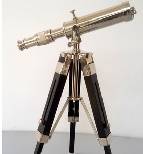 CALVIN HANDICRAFTS "Telescopio plateado marino cromado de latón macizo con trípode de madera Regalo de mesa - Product Image 1