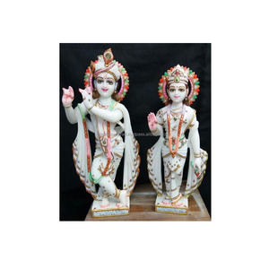 White Marble Radha Kanha Idols , Marble Krishna Radha Statue - Product Image 1