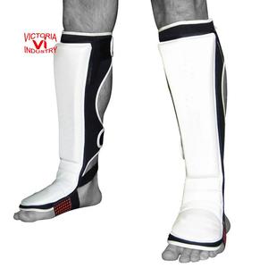 Protège-jambes en cuir véritable MMA Protège-tibia Équipement de protection pour l'entraînement de boxe Muay Thai Kickboxing - Product Image 2