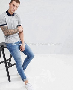 Nueva moda Slim fit hombres color puro blanco diseño de muestra de polos transpirables - Product Image 3