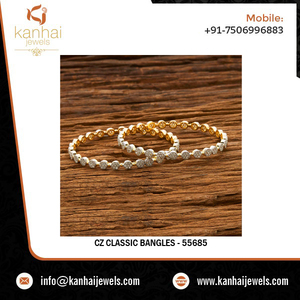 Bracelets en cuivre plaqué or avec CZ et exportateurs de bijoux artificiels en gros à Mumbai, Chennai, Kolkata, Delhi - 55685 - Product Image 2