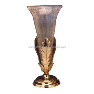 Bougeoir de décoration de Noël en forme de feuille dorée et brillante - Product Image 1