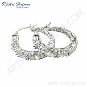 Adorable charmante boucle d'oreille en zircon cubique 925 boucles d'oreilles en argent blanc CZ boucles d'oreilles bijoux pour souvenirs femmes et filles - Product Image 2