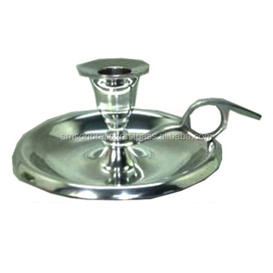 Round Shape Nickle Plated <b>Candlestick</b> Holder Decorative Metal Chamber Stick Small Metal Chamber Stick Chamberstick - Product Image 6