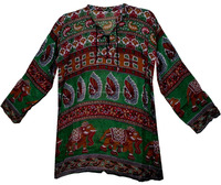 Hirigin — chemisier indien en coton taille libre, Top ethnique, Hippie, rétro, Boho, tunique animaux, bollyah, tunique en coton, top kurtis
