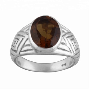 Hessonite Garnet 925 Sterling <b>Silver</b> Jewelry Gemstone <b>Rings</b> <b>for</b> <b>Men</b> - Product Image 1
