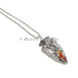 Colgantes de cristal de cuarzo para Chakra, puntas de flecha, colgantes de disco - Product Image 1