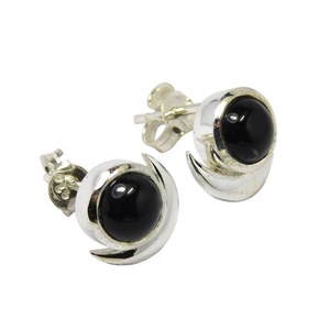 Best Quality 925 Sterling Silver Vintage <b>Black</b> Onyx <b>Stud</b> <b>Earrings</b> Beautiful Fashionable Gold-Plated Silver Jewelry for Weddings - Product Image 1