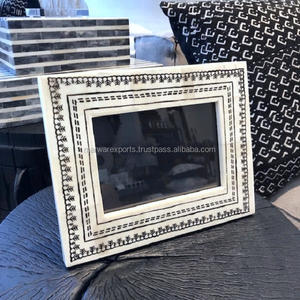 Gabinete de salón moderno antiguo de madera maciza hecho a mano, marco de espejo, muebles de diseño con incrustaciones de hueso elegantes para entrada de granja - Product Image 6