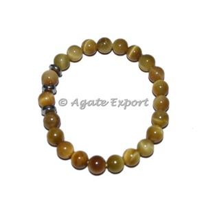 Pulseras de ojo de tigre de limón de piedras preciosas con encanto redondo y exportador de piedras semipreciosas - Product Image 1